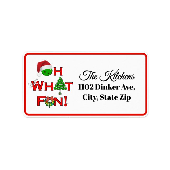Étiquette Oh What Fun Christmas Pickleball Party Holiday (Devant)