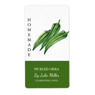 Étiquette Okra Picked Fabriqué Maison Moderne