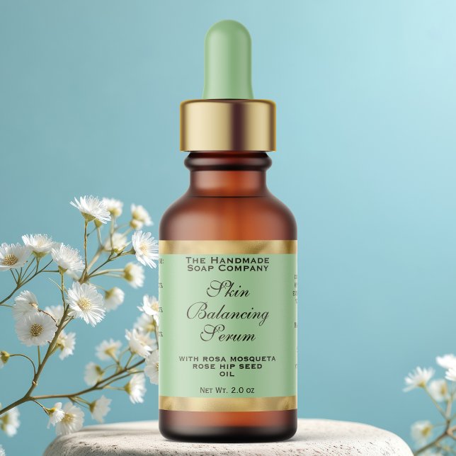 Étiquette Olive Green & Gold Small Dropper Bottle Label  (Créateur téléchargé)