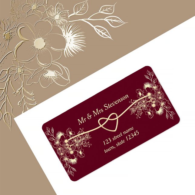 Étiquette Or floral doré de Bourgogne (Créateur téléchargé)