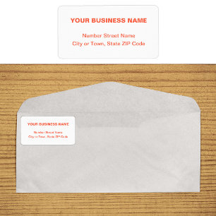 Étiquette Orange Color Plain Texts Business Address Label