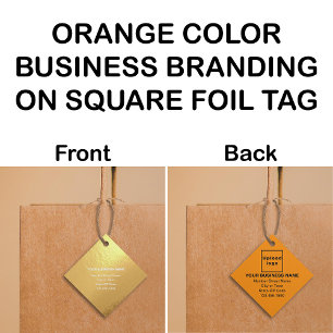 Étiquette orange couleur affaires sur Carré Foil