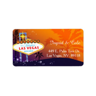 Étiquette Orange Purple Las Vegas Adresse du Mariage