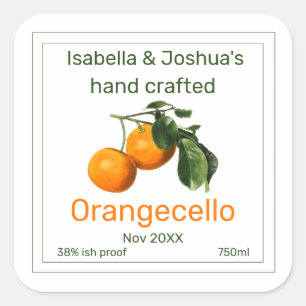 Étiquette Orangecello   illustration orange vintag