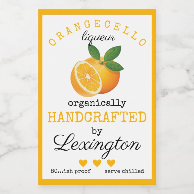 Étiquette Orangecello Pour Petites Bouteilles | (Étiquettes simples)