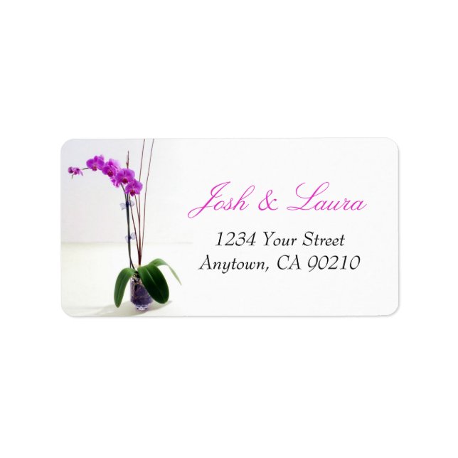 Étiquette Orchidée violette rose Floral Adresse de retour Ét (Devant)