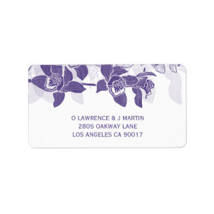 Étiquette Orchidées violettes élégant Floral