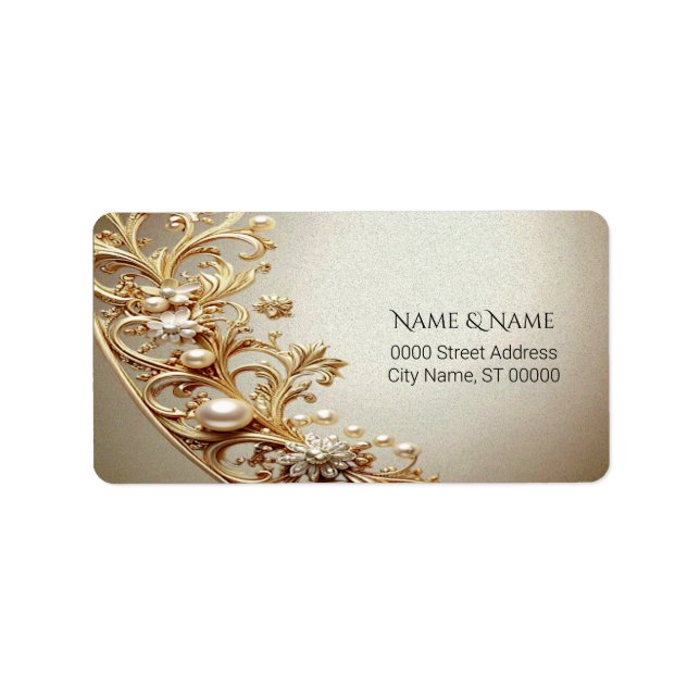 Étiquette Ornate Gold Flourish Address Label (Devant)