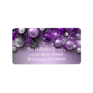 Étiquette Ornements de Noël - Purples