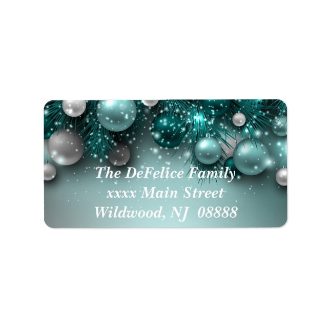 Étiquette Ornements de Noël - Turquoise - Personnaliser (Devant)