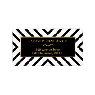 Étiquette Ornements dorés de luxe moderne Motif noir blanc