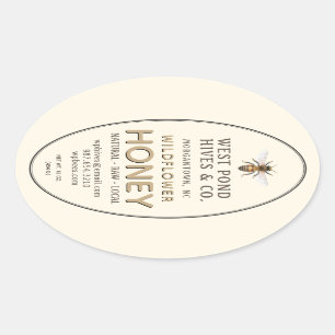 Étiquette Oval Queenline de miel Jar avec abeille 