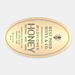 Étiquette Oval Queenline de miel Jar avec abeille