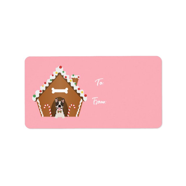 Étiquette Pain d'épice Maison de chien Noël (Devant)