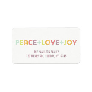 ÉTIQUETTE PAIX AIMER JOIE TYPOGRAPHIE VACANCES FESTIVE