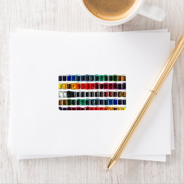 Étiquette Palette de peinture à l'aquarelle colorée (En situation)