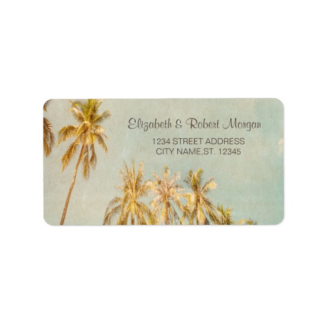 Étiquette Palmiers de plage Retro (Devant)
