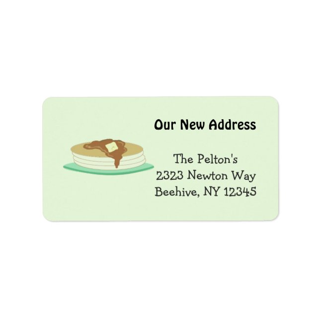 Étiquette Pancake Stack Notre Nouvelle Adresse (Devant)