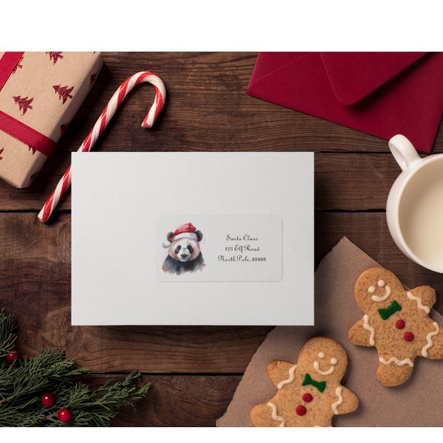 Étiquette Panda de Noël, personnalisable (Créateur téléchargé)