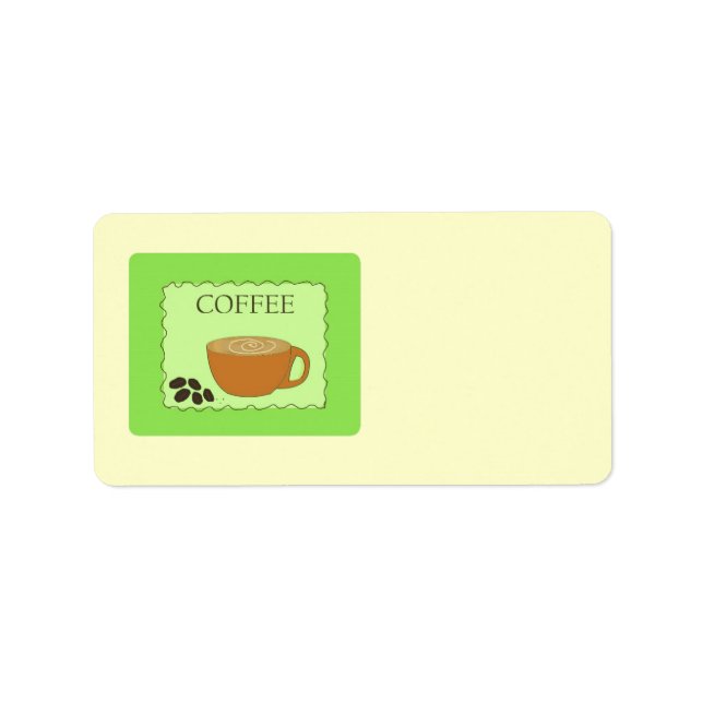 Étiquette Panneau de café vert avec haricots (Devant)