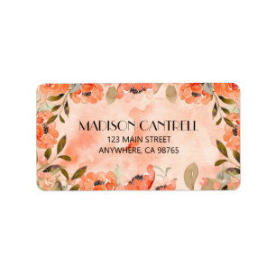 Étiquette Papier à en-tête floral aquarelle orange