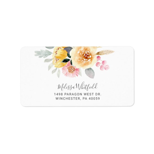 Étiquette Papier à lettres à motif floral aquarelle avec écr (Devant)