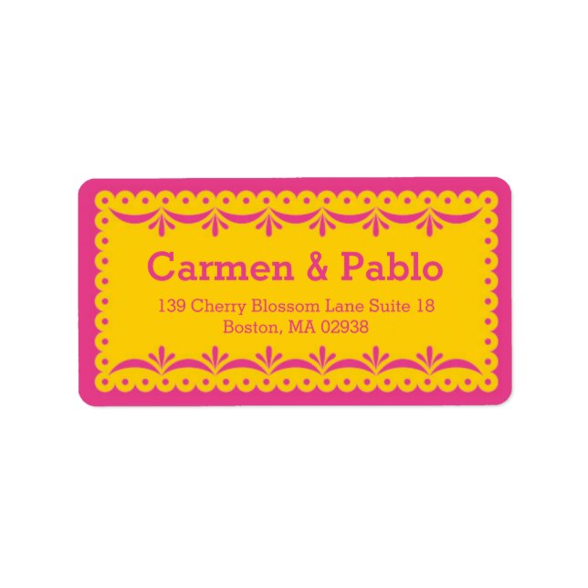 Étiquette Papier Picado Colorful Mariage mexicain (Devant)