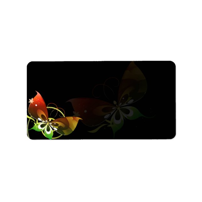 Étiquette Papillon vert et rouge Imaginaire (Devant)