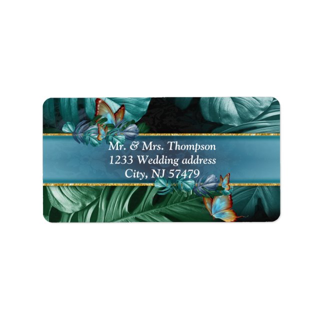 Étiquette Papillons du Paradis/Tropical Turquoise Splash (Devant)