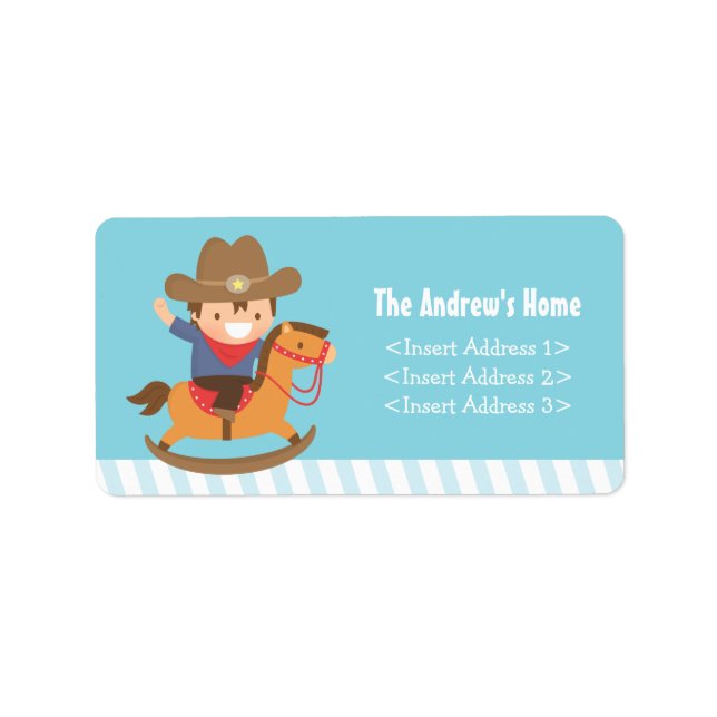 Étiquette Parti Anniversaire de enfant cowboy occidental mig (Devant)