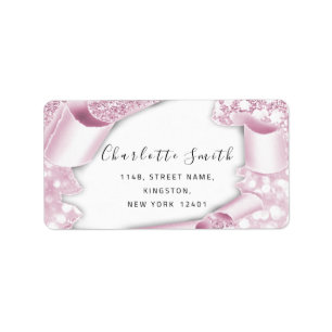 Étiquette Parties scintillant du cadre rose 3D Mariage de la