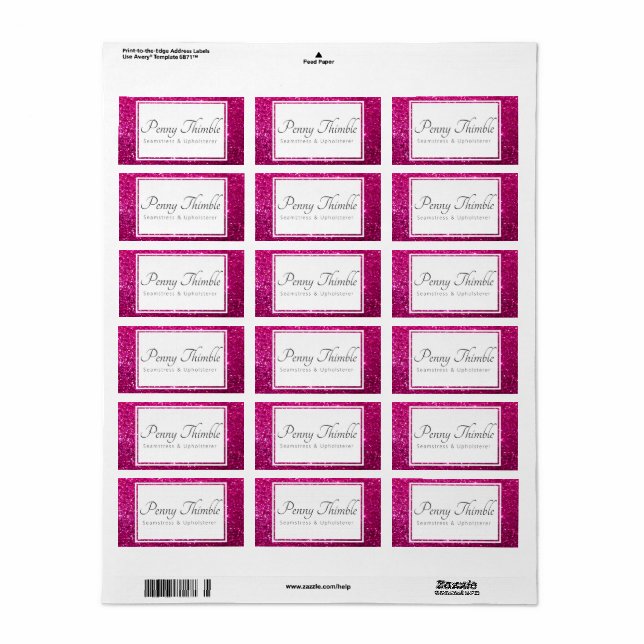 Étiquette parties scintillant rose étincelle personnalisée (Feuille entière)