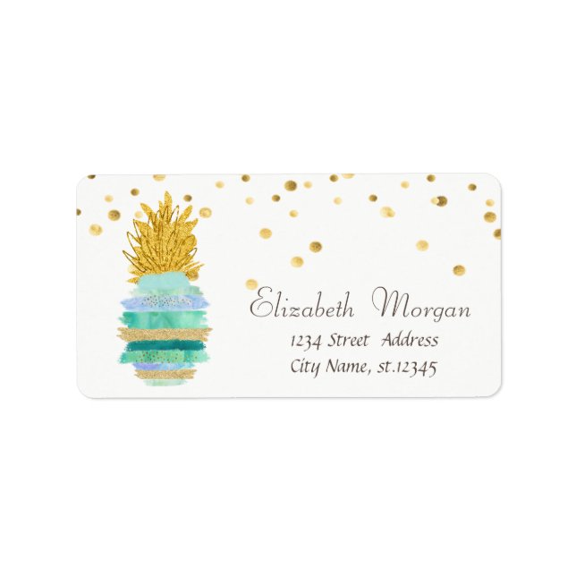 Étiquette Parties scintillant verte ananas Gold Foil Confett (Devant)