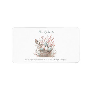 Étiquette Pastel Bloom Pâques Panier Brunch Adresse