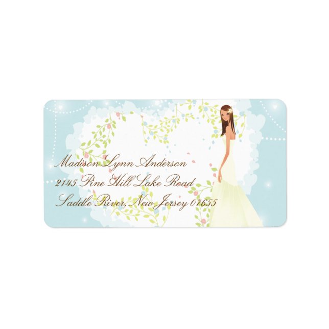 Étiquette Pastel Floral Heart Bride Adresse de retour (Devant)