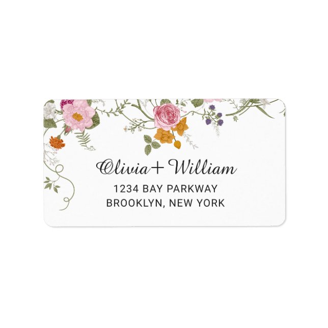Étiquette Pastel Pink Boho Floral Fleur sauvage Mariage (Devant)