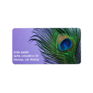 Étiquette Pastel Purple Peacock Feather Still LIfe