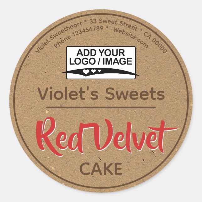 Étiquette pâtisserie vintage Kraft Red Cupcake (Devant)
