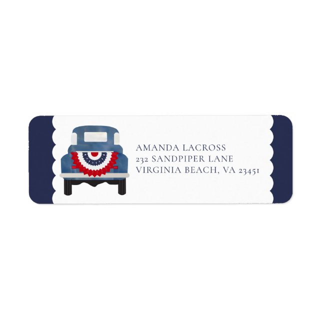 Étiquette patriotique rouge blanc et bleu (Devant)