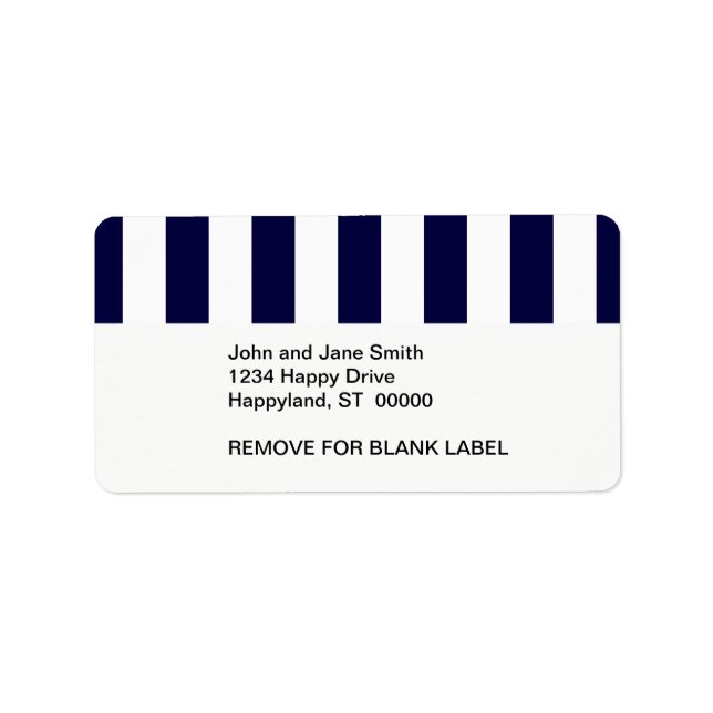 Étiquette Patters de Navy Blue and White Extra Large Stripe (Devant)