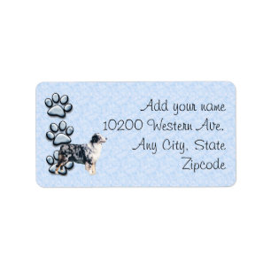 Étiquette Pawprints bleus australiens et 3 de Merle bleu