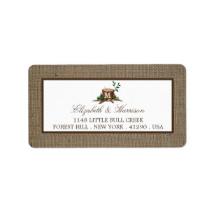 Étiquette Pays Russe Monogramme Arbre et Mariage de Burlap