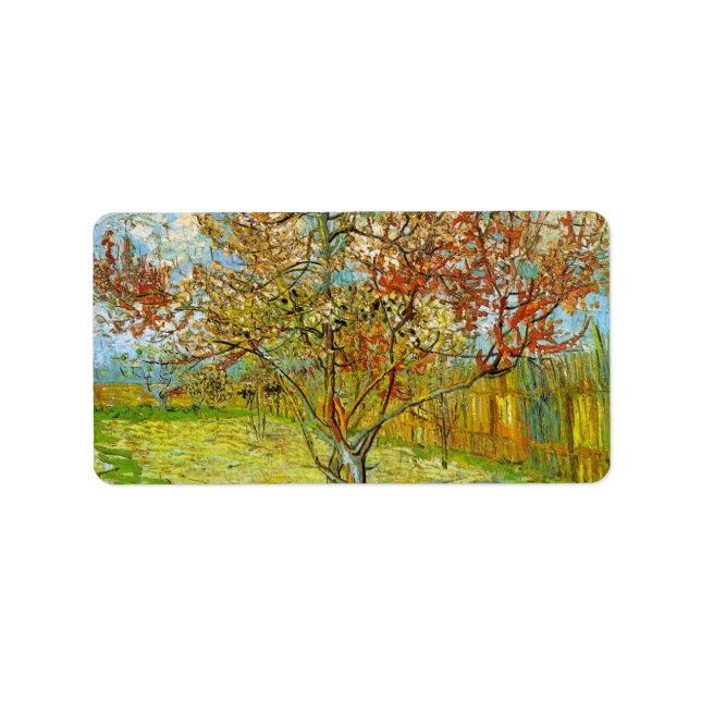 Étiquette Peach Tree rose en fleurs par Vincent van Gogh (Devant)