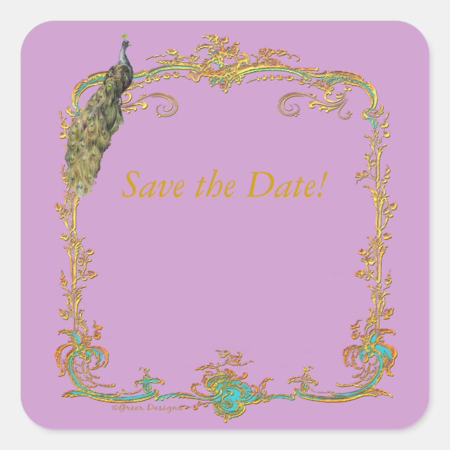 Étiquette Peacock & Gold Filigree (Devant)