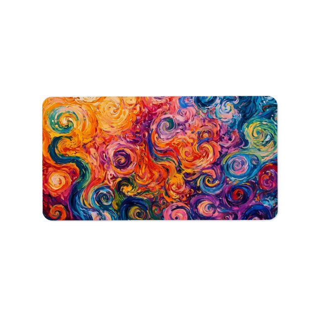 Étiquette Peinture à l'huile de tourbillons psychédélique (Devant)