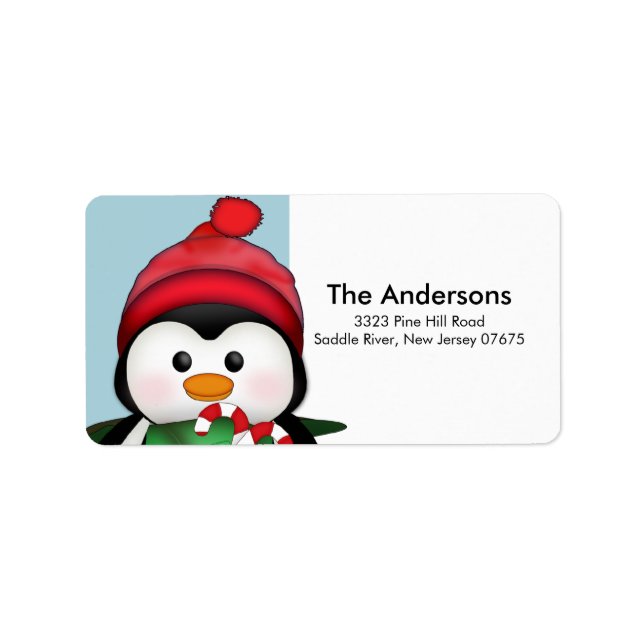 Étiquette Penguin Christmas Holiday Adresse de retour Label (Devant)