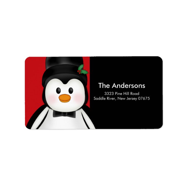 Étiquette Penguin Christmas Holiday Adresse de retour Label (Devant)