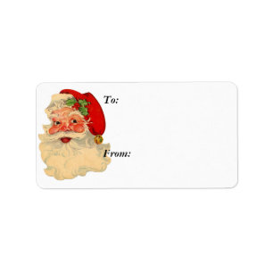 Étiquette Père Noël font face à l'étiquette de cadeau