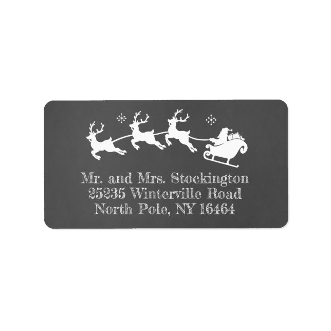 Étiquette Père Noël Sleigh Holiday Noël Chalkboard (Devant)