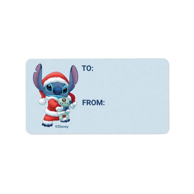 Étiquette Père Noël Stitch Christmas - voeux de vacances (Devant)